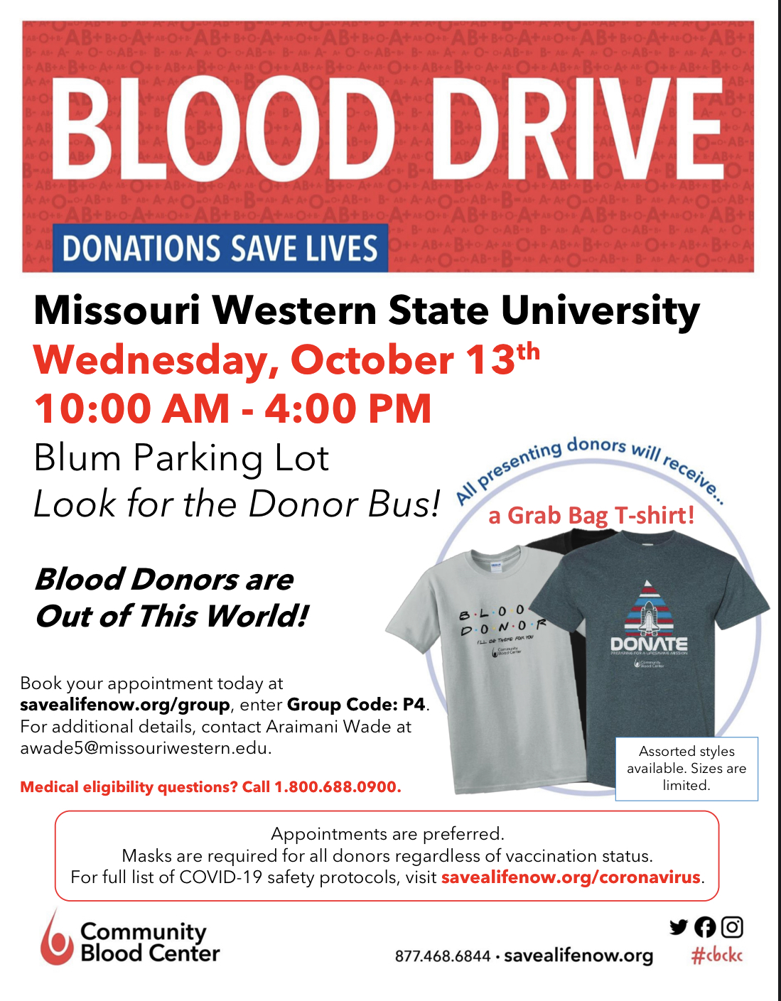 a flyer advertising a blood drive