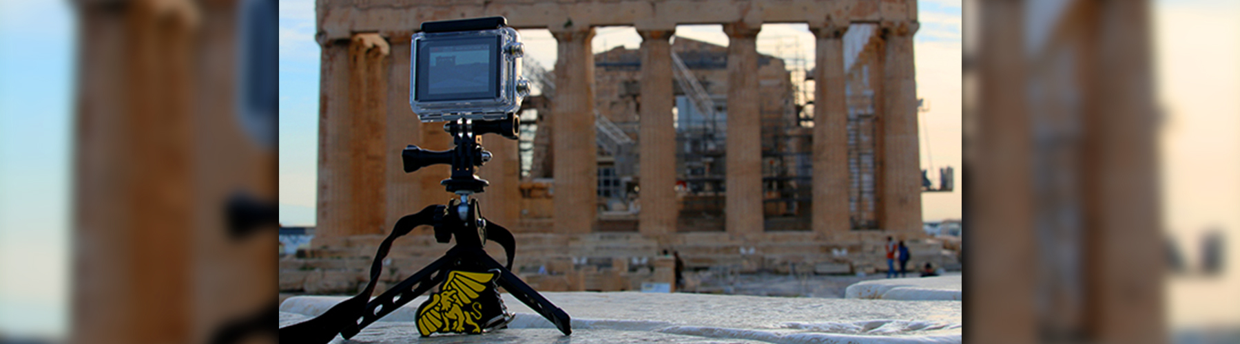 camera pointing at historical architecture