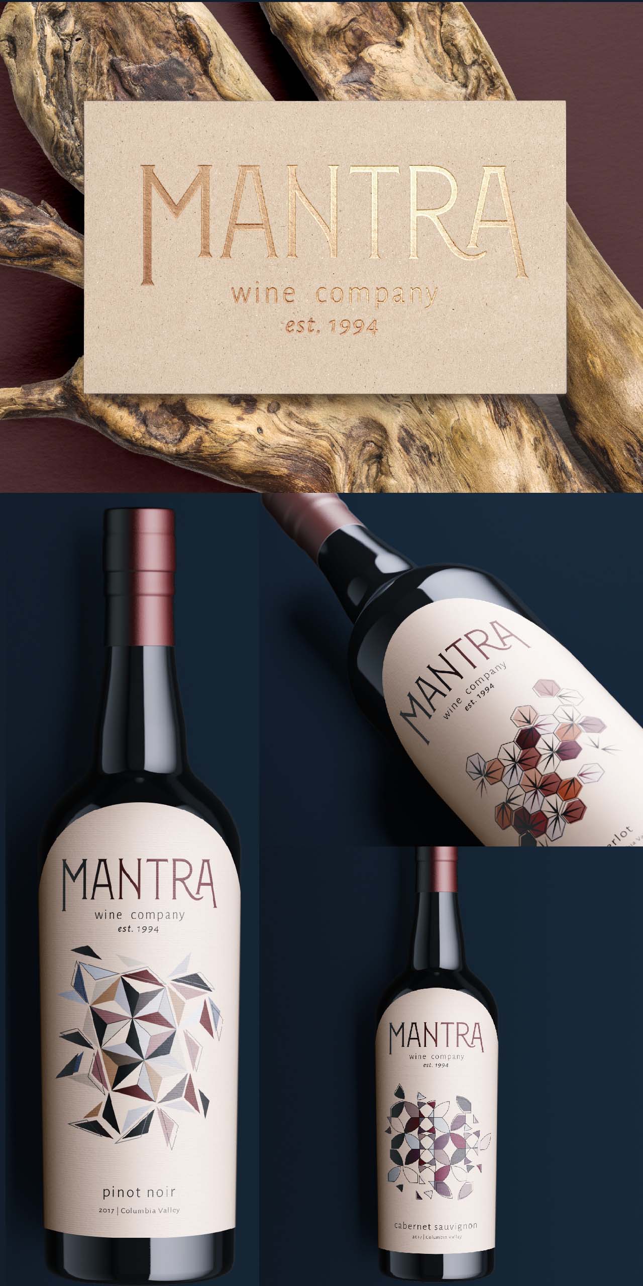 Mantra wine label design.