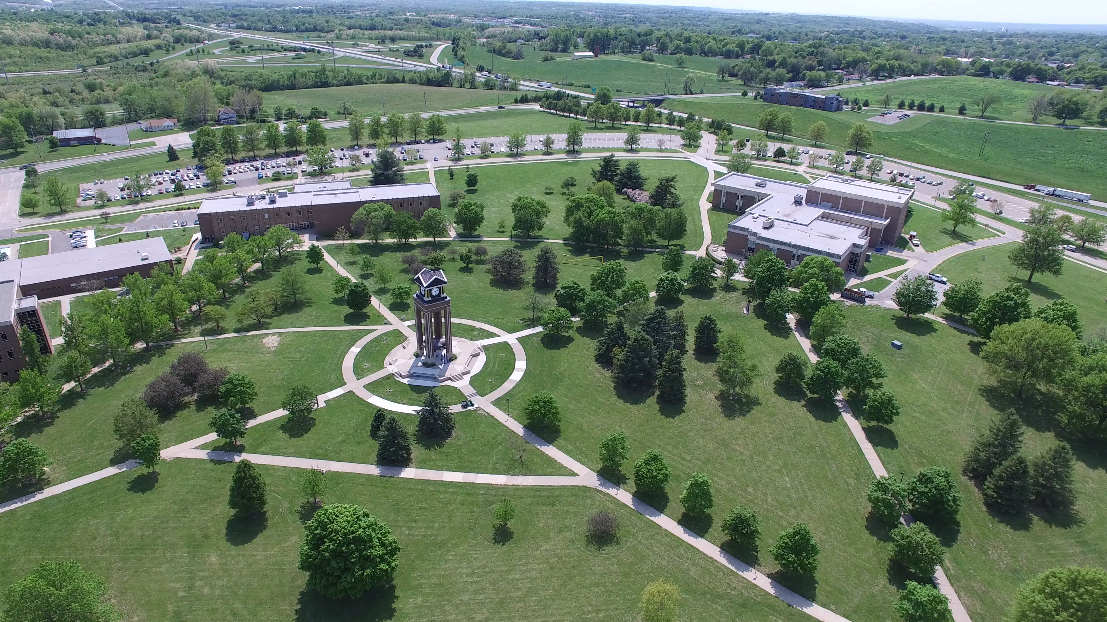 birds eye view of missouri western campus