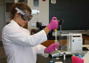 Student in the science lab
