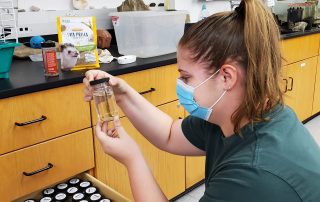 Student with specimens