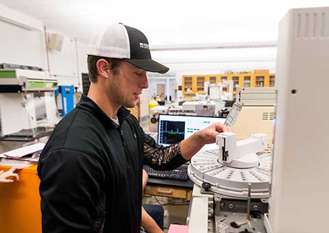 Student in a chemistry lab