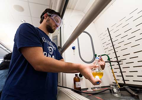 Students work on chemistry