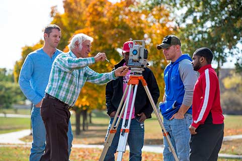 Engineering students participate in a field study