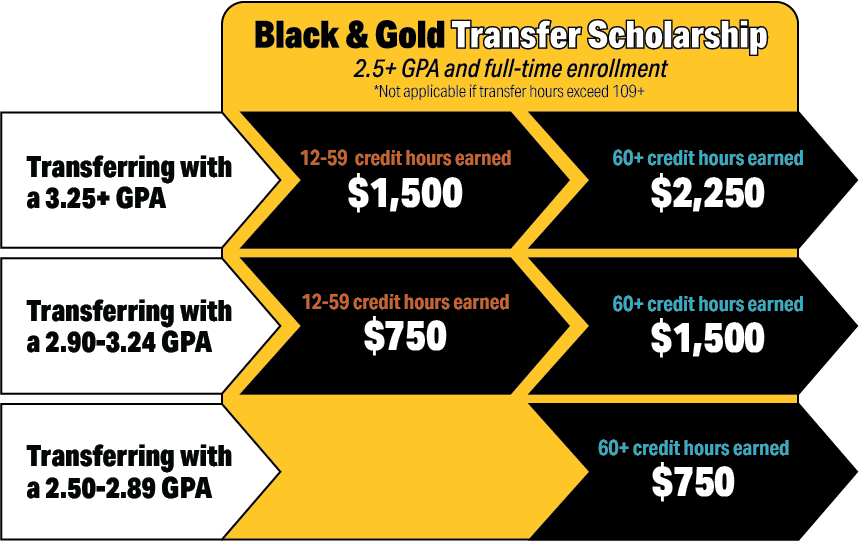 2025-2026 Transfer Scholarship chart