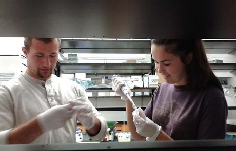 biology students in the lab