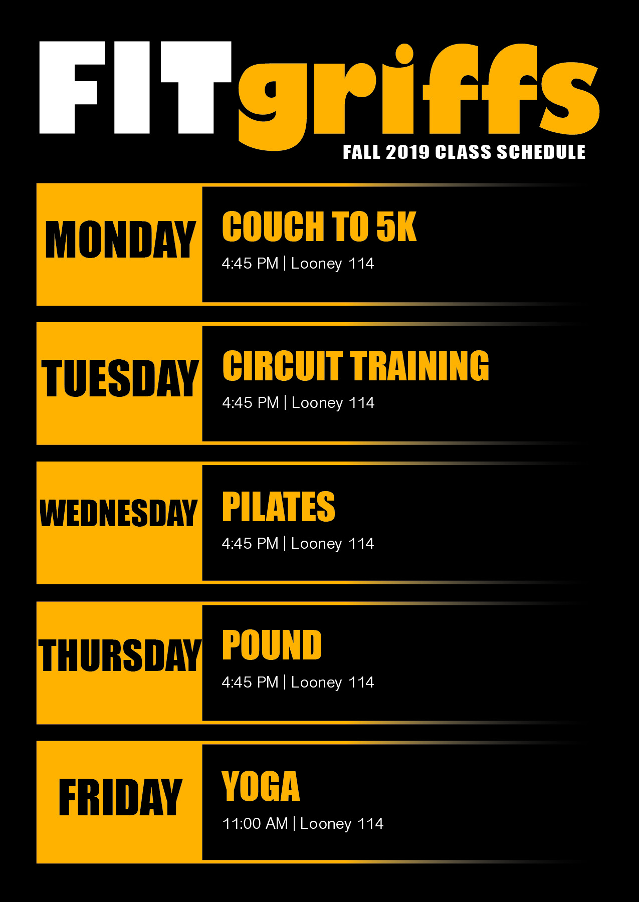 FITgriffs Fall 2019 Class Schedule