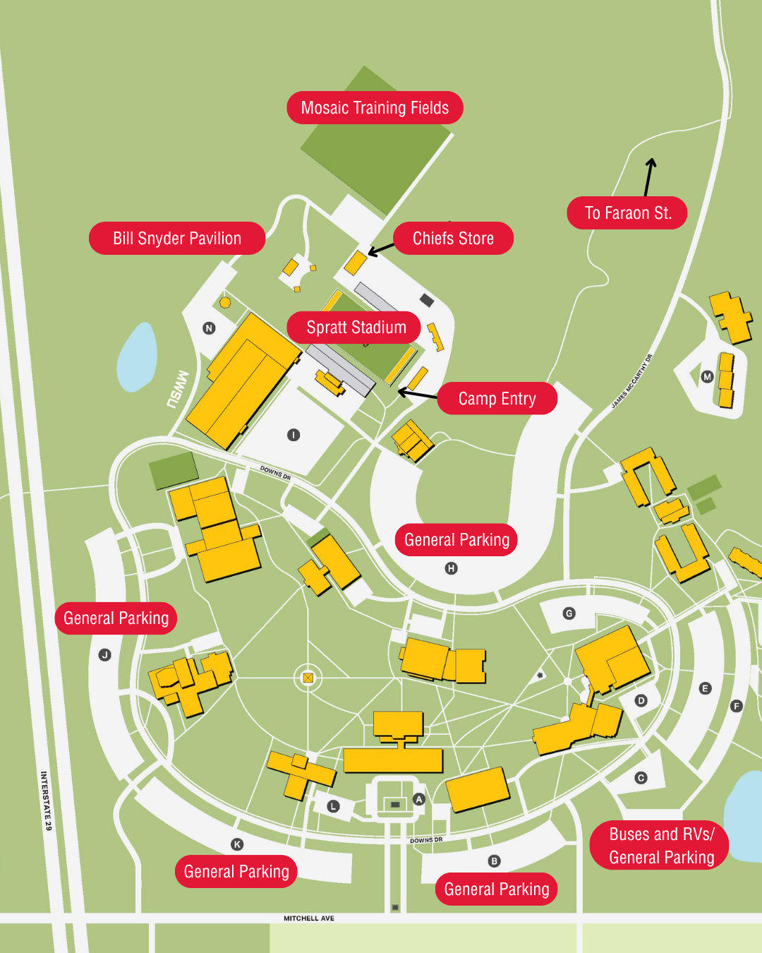 parking in Lots H, J, K, B and C