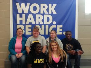 Front row, Tiffany Butler and Alia Sheya. Back row, Kassie Kreissler, Sam McClary, Janica Lowry and Tobias Pointer.