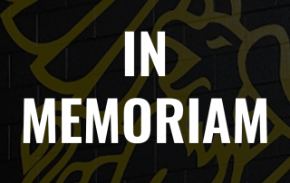 Griffon mural with text that reads in memoriam