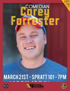 comedian Corey Forrester March 21 Spratt 101 7 pm