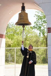 MWSU president rings the bell at commencement ceremony