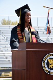 student speaks at commencement ceremony