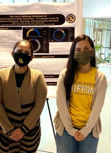 professor student science poster display