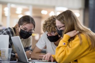students study computer masks