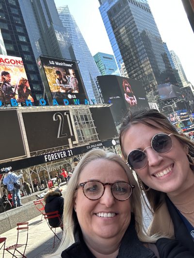 students selfie in Times Square