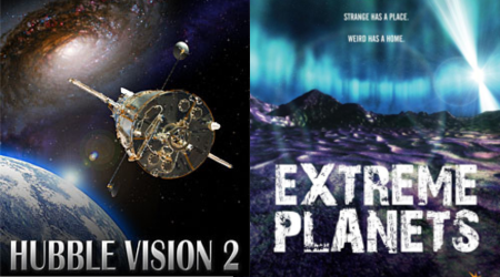 posters for hubble vision and extreme planets showing space scenes
