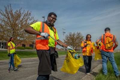 students, faculty and staff clean up litter during the 2025 Big Event at MoWest