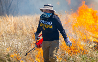 MoWest student helps burn prairie