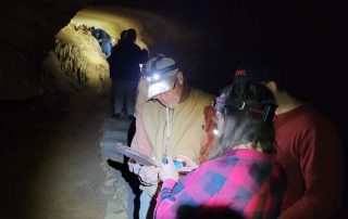 Dr. David Ashley and biology students look for wildlife in Tumbling Creek Cave.