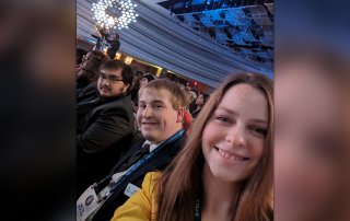 Michael Rader, Seth Hogue and Madi Taylor (l-r) at the 2023 FBLA Collegiate National Leadership Conference.