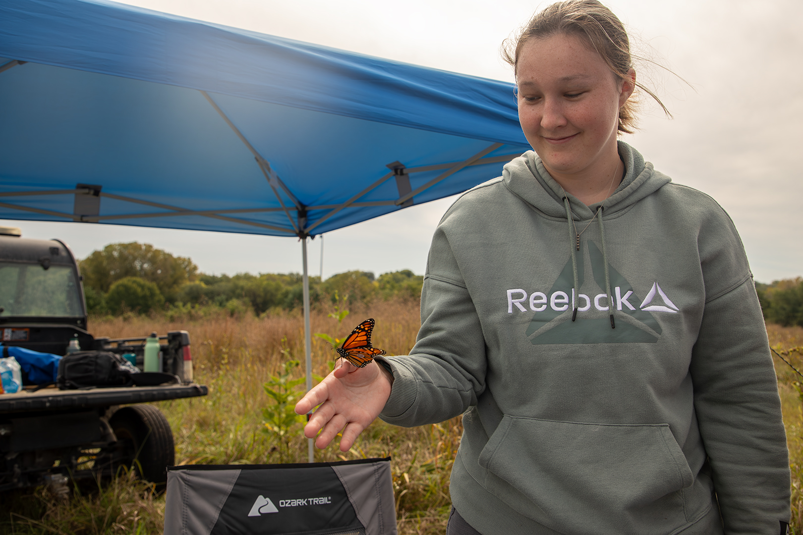 Grace Allen Monarch Grace Allen with a Monarch Butterfly during Tagging