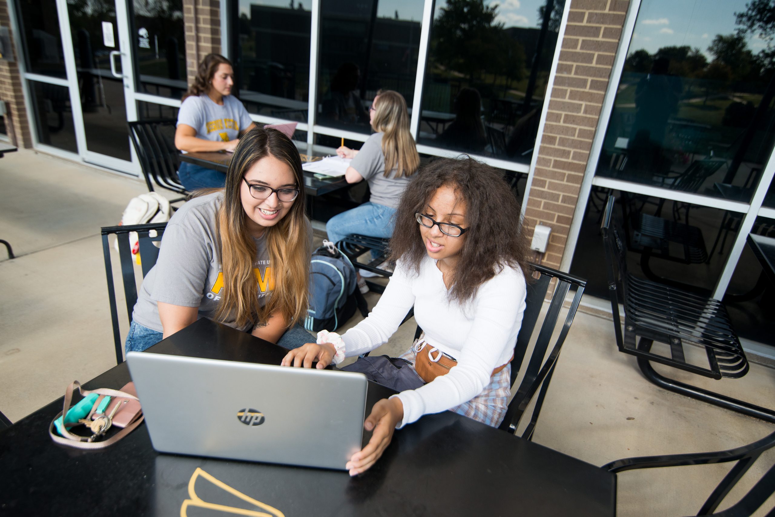 Students interacting between classes