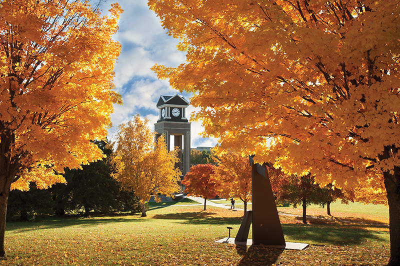 clocktower in fall