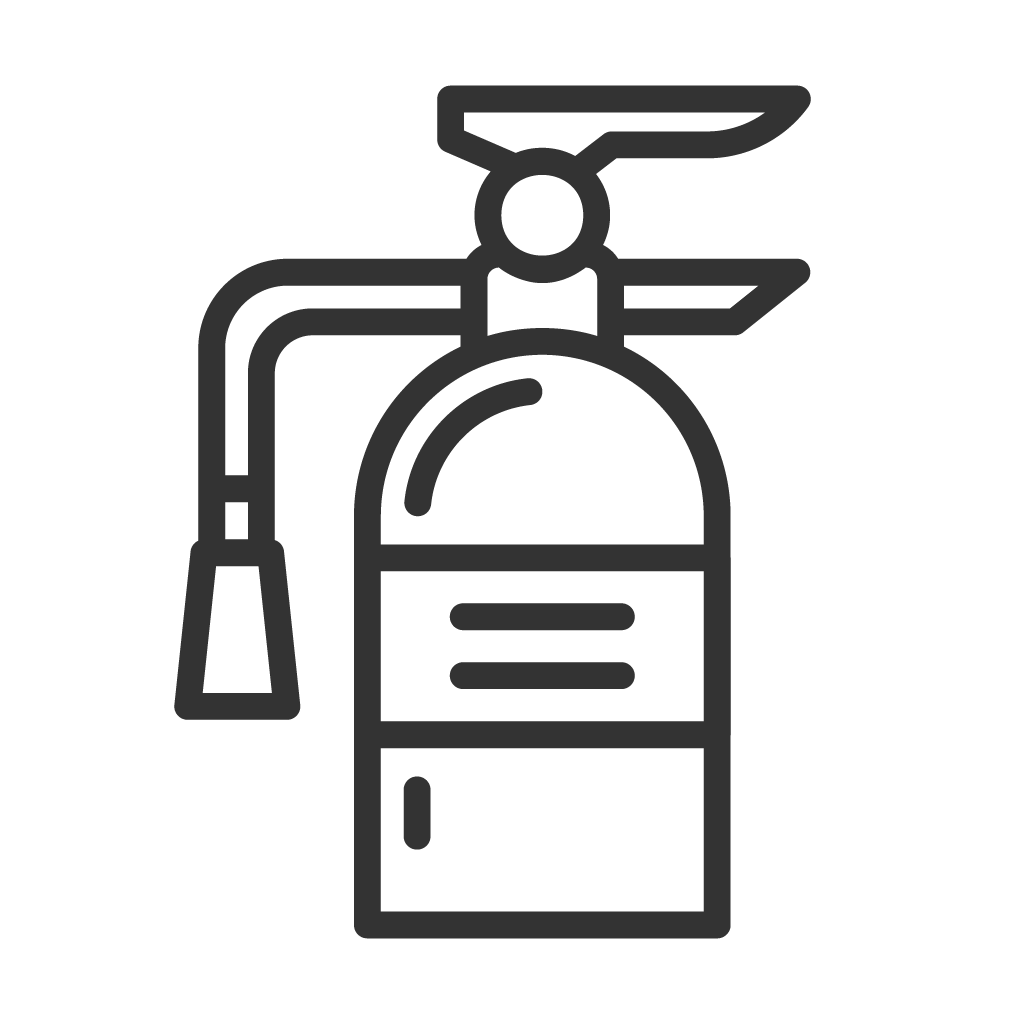 a grey icon of a fire extinguisher