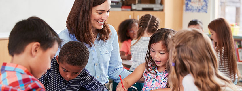 Teacher and students