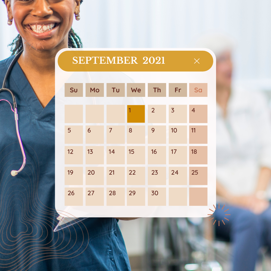 Nursing Fair with calendar marked on september 1st