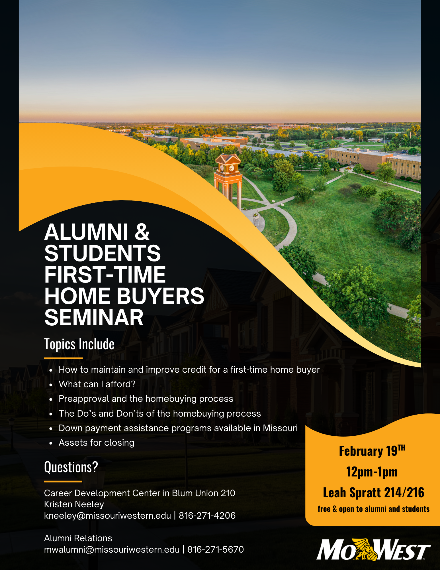 A Flier for Alumni Students First Time Home Buyers Seminar