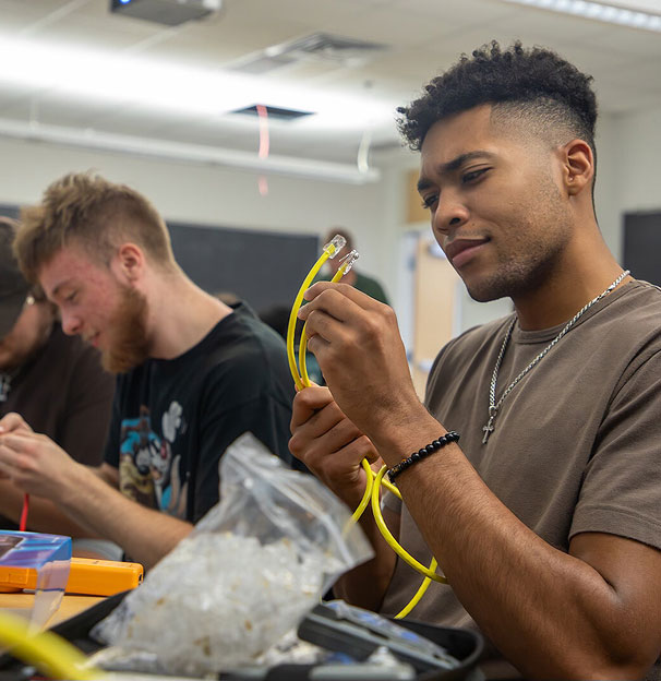 Students in class working on a project
