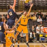 Guard TJ Evans leaps for a rebound during the Central Oklahoma game. Western almost beat Central Oklahoma, but ended up losing 65-61